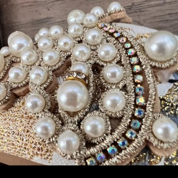 New! Women Pearl Rhinestone Pointed Toe Flat Shoes - Picture 8 of 12